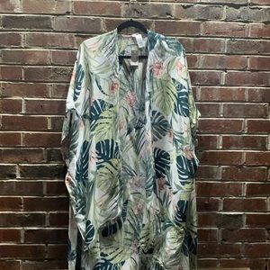 tropical print kimono